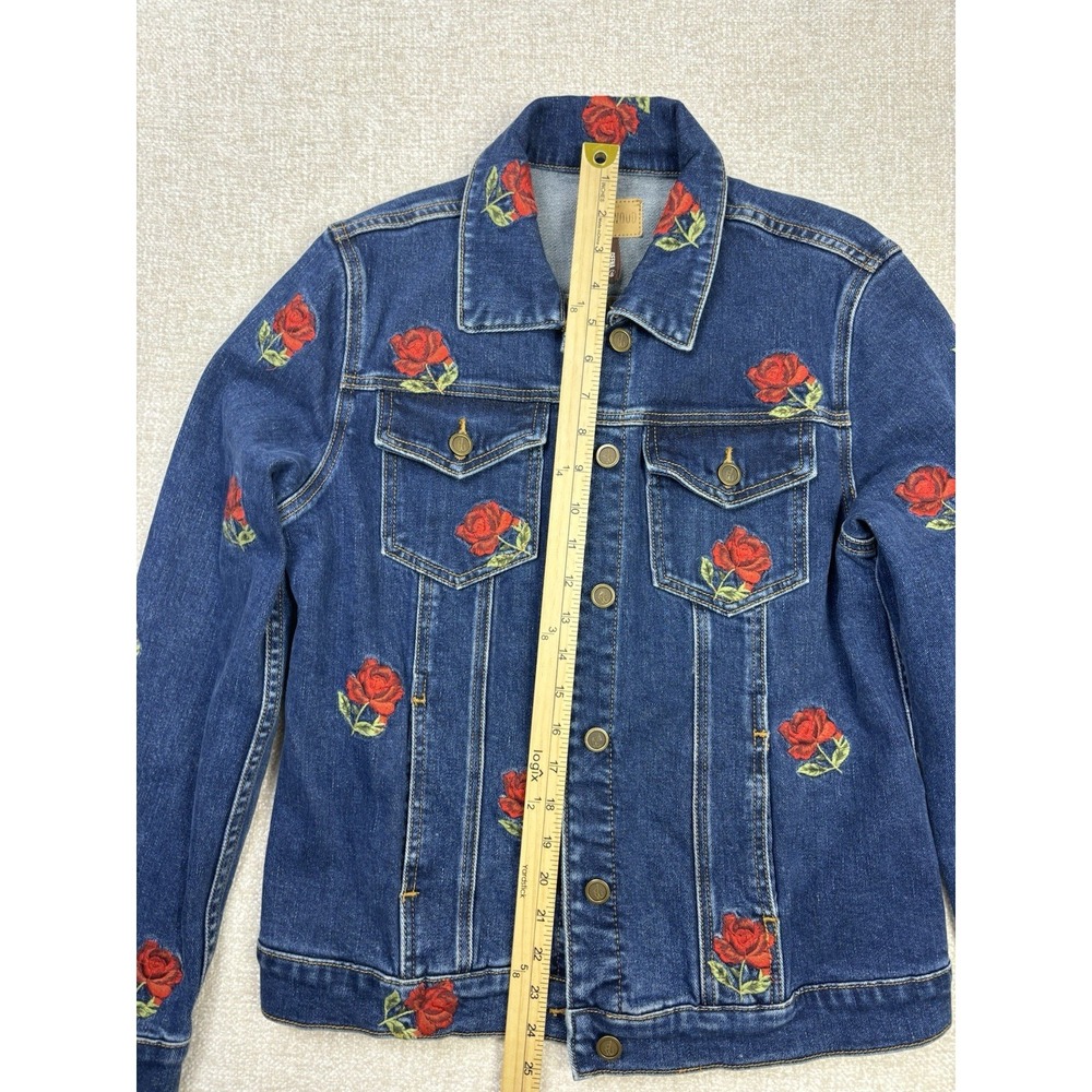 Driftwood Womens Denim Embroidered Roses Button Up Jacket Size Large/L Blue . - Picture 6 of 9